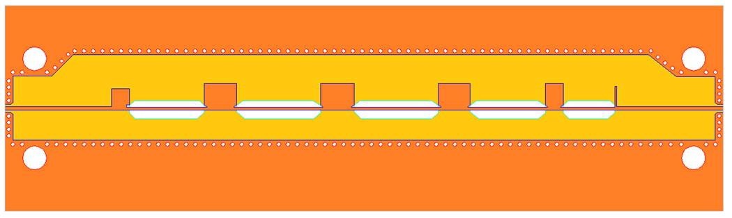 A yellow and orange rectangular object with blue linesDescription automatically generated